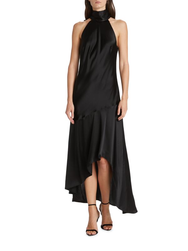 Frame Silk Halter-Neck High-Low Dress